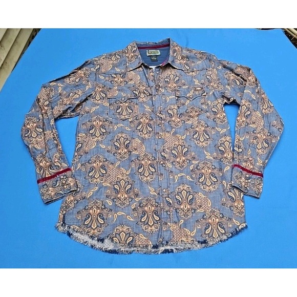 2OH Threads Paisley Western Shirt Old Hippies Snap Blouse 2 OH Large - Picture 3 of 12